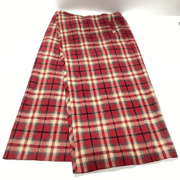 Eddie Bauer Wool Plaid Wrap Skirt Size 6 Tall - Picture 1 of 7